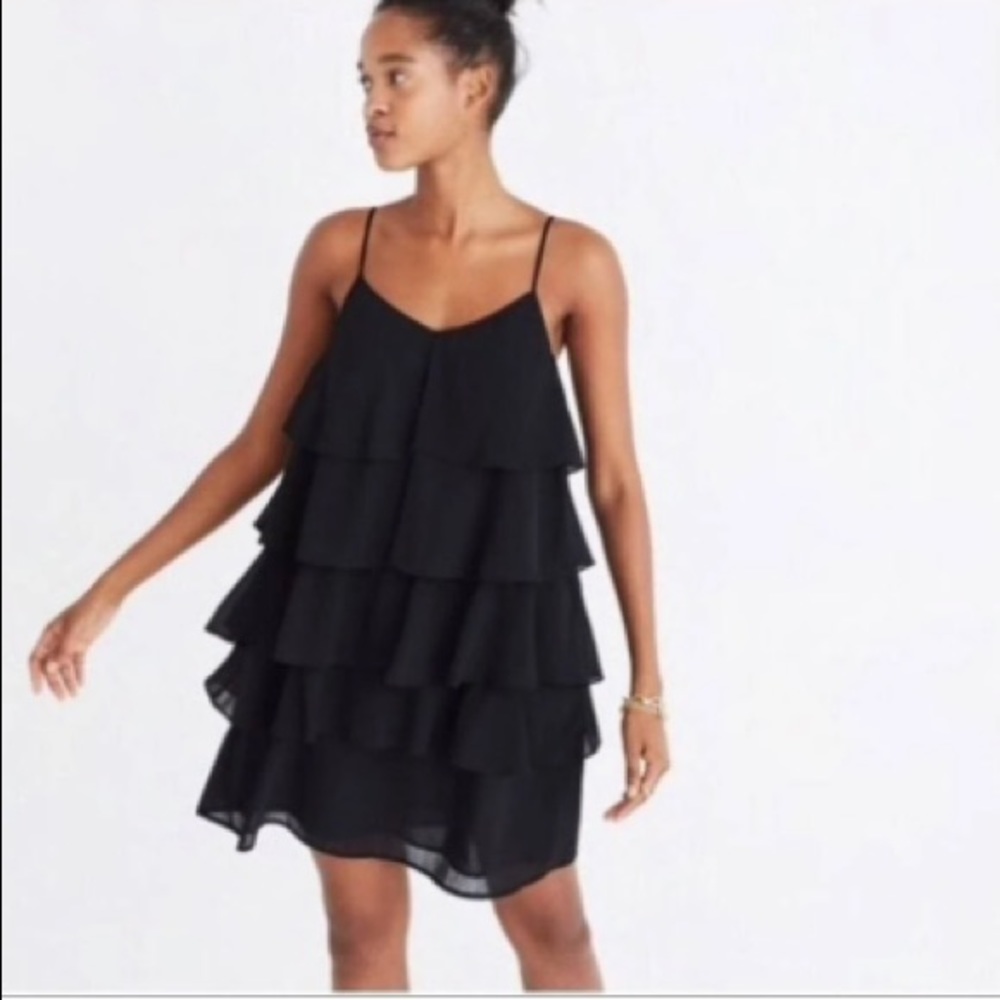 Madewell Tiered Ruffled Black Dress - Size Small